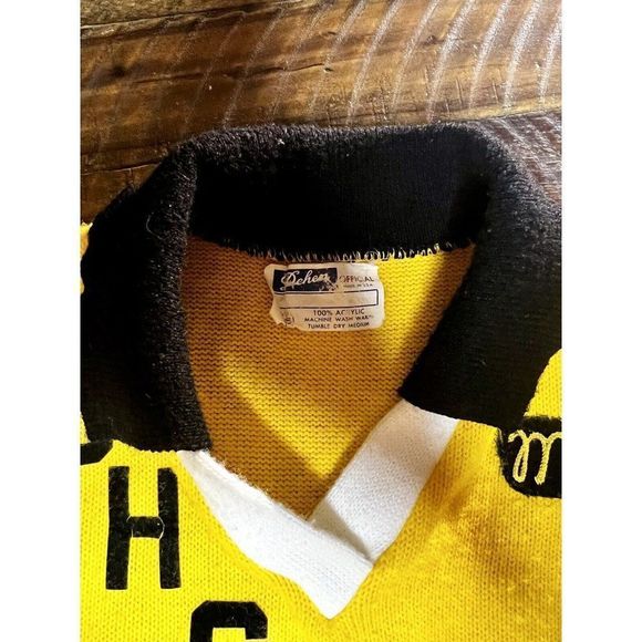 VINTAGE Dehen Knitting GOLD Black White Knit Cheerleading Sweater Small EJHS - Picture 10 of 10